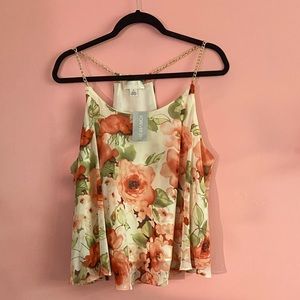 Woven Chained Floral Crop Top NWT